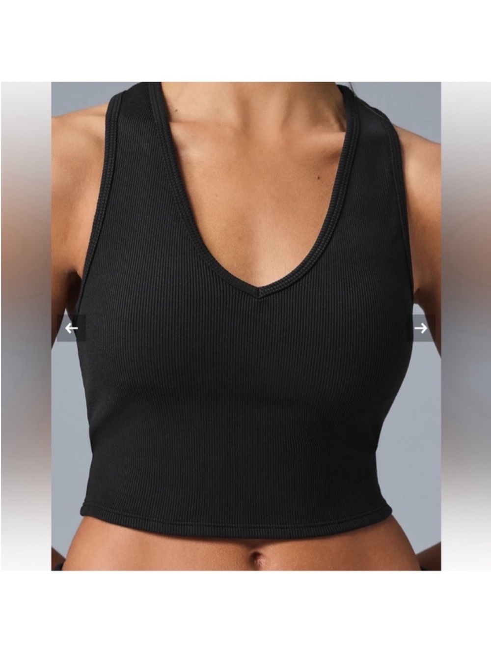 Alo Yoga Goddess Ribbed Cropped Racerback Tank Top Black Sz XS 2-4 W9565R